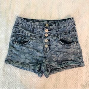 dELiA*s High-Rise Floral Jean Shorts